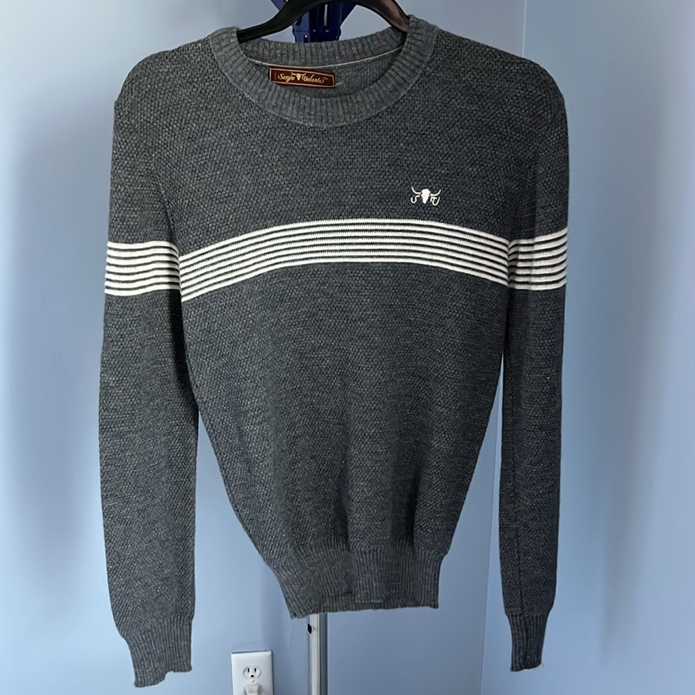 Sergio Valente Gray Sweater With White Stripes